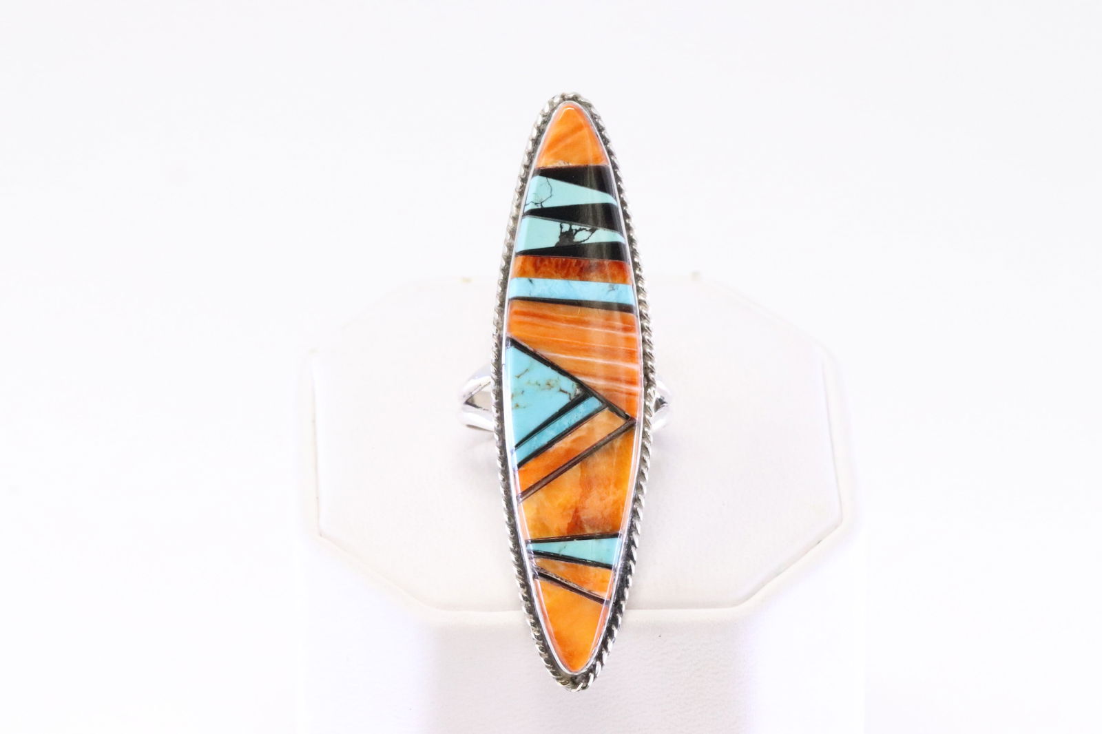 Native America Navajo Sterling Silver Multi-Color Stone Inlay Ring By G. (1 of 4)