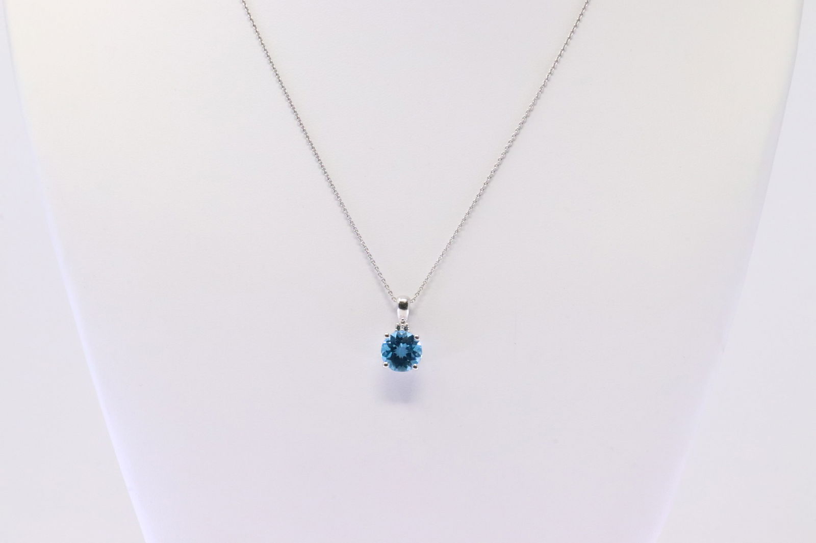 Blue Topaz & Diamond Pendant 14Kt. (1 of 4)