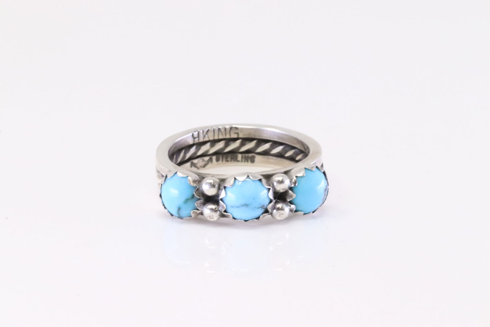 Native America Navajo Sterling Silver Turquoise Ring By R.King. (1 of 4)
