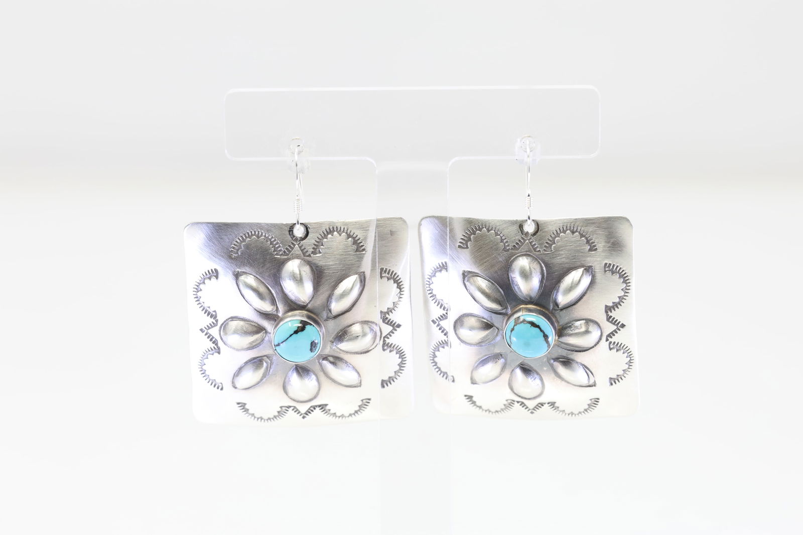 Native America Navajo Sterling Silver Turquoise Dangling Earring's By Rita Lee. (1 of 4)