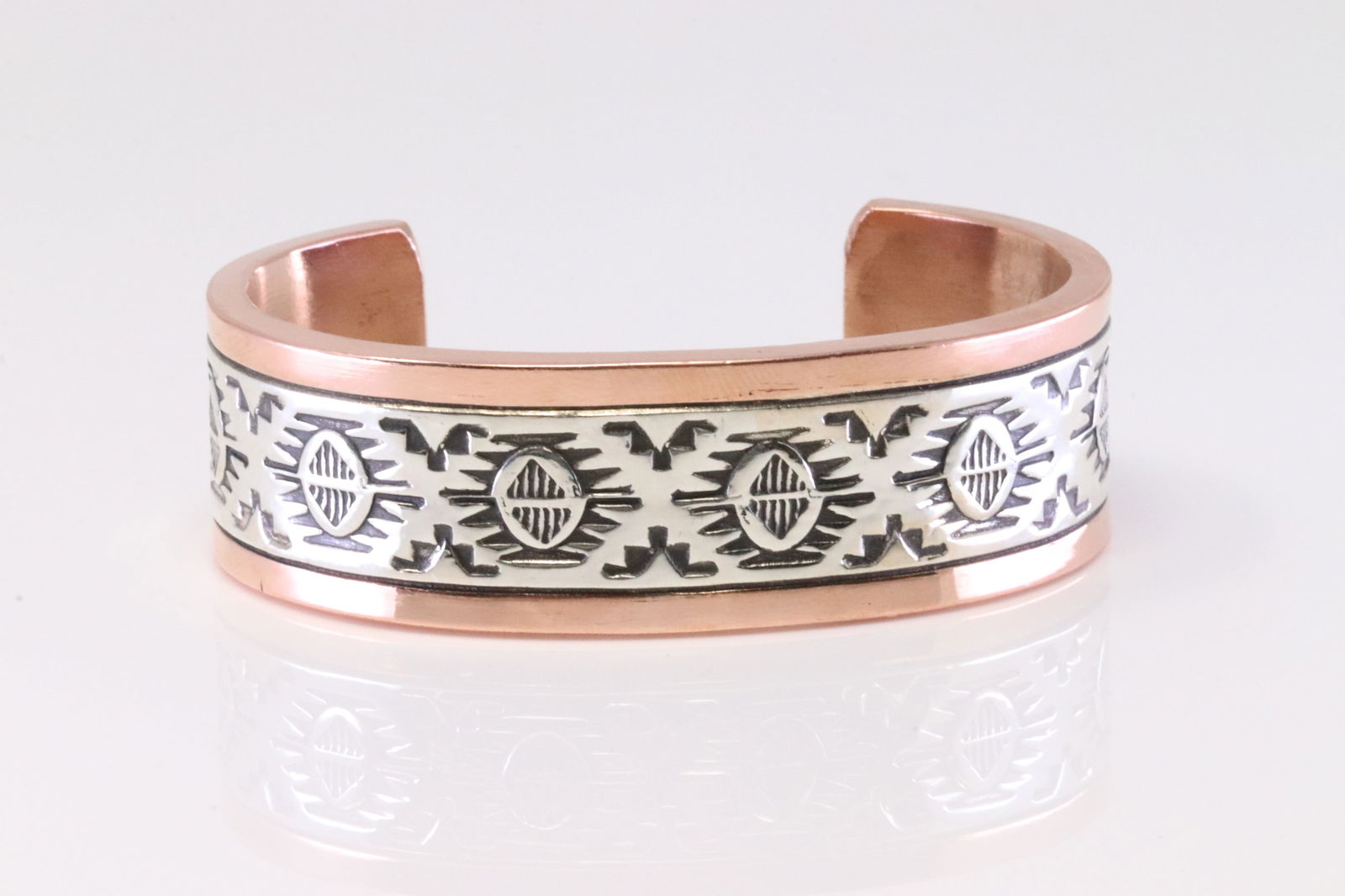 Native American Navajo Sterling Silver Copper Bracelet Cuff By Wylie Secatero. (1 of 4)
