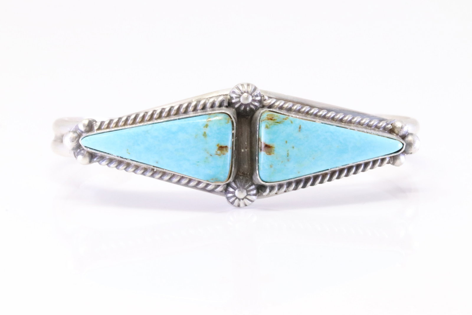 Native America Navajo Sterling Silver Turquoise Bracelet Cuff By Robert Shakey. (1 of 4)