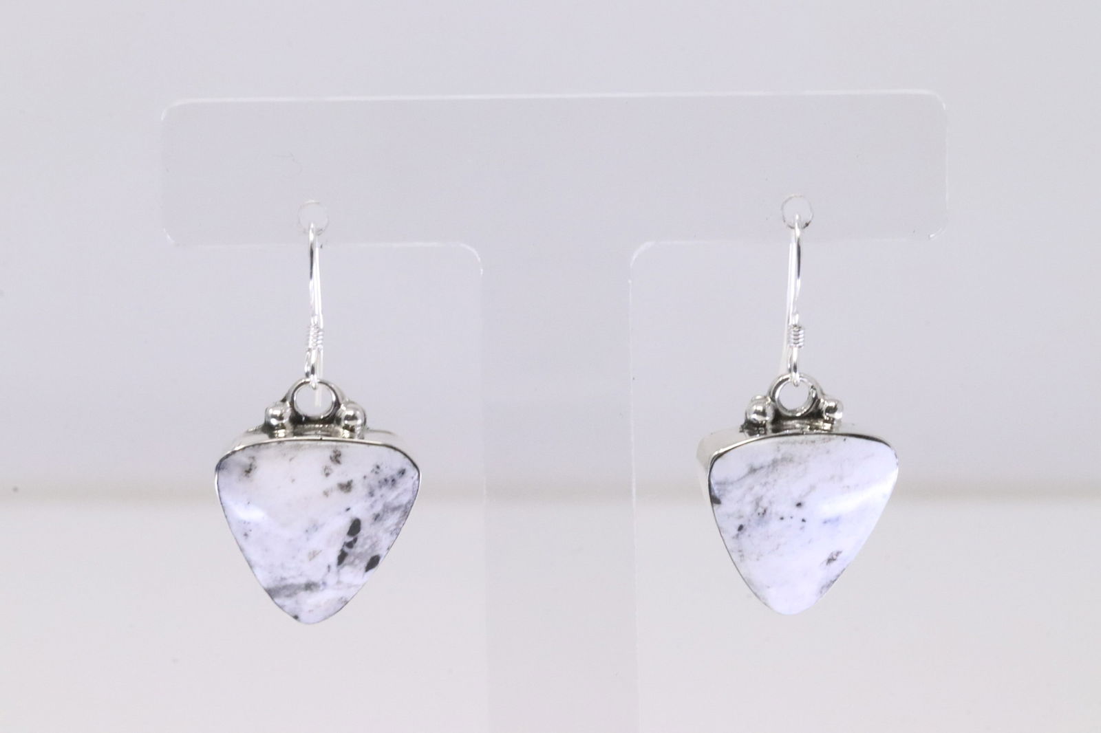 Native America Navajo Sterling Silver White Buffalo Dangling Earring's By David Lopez. (1 of 4)