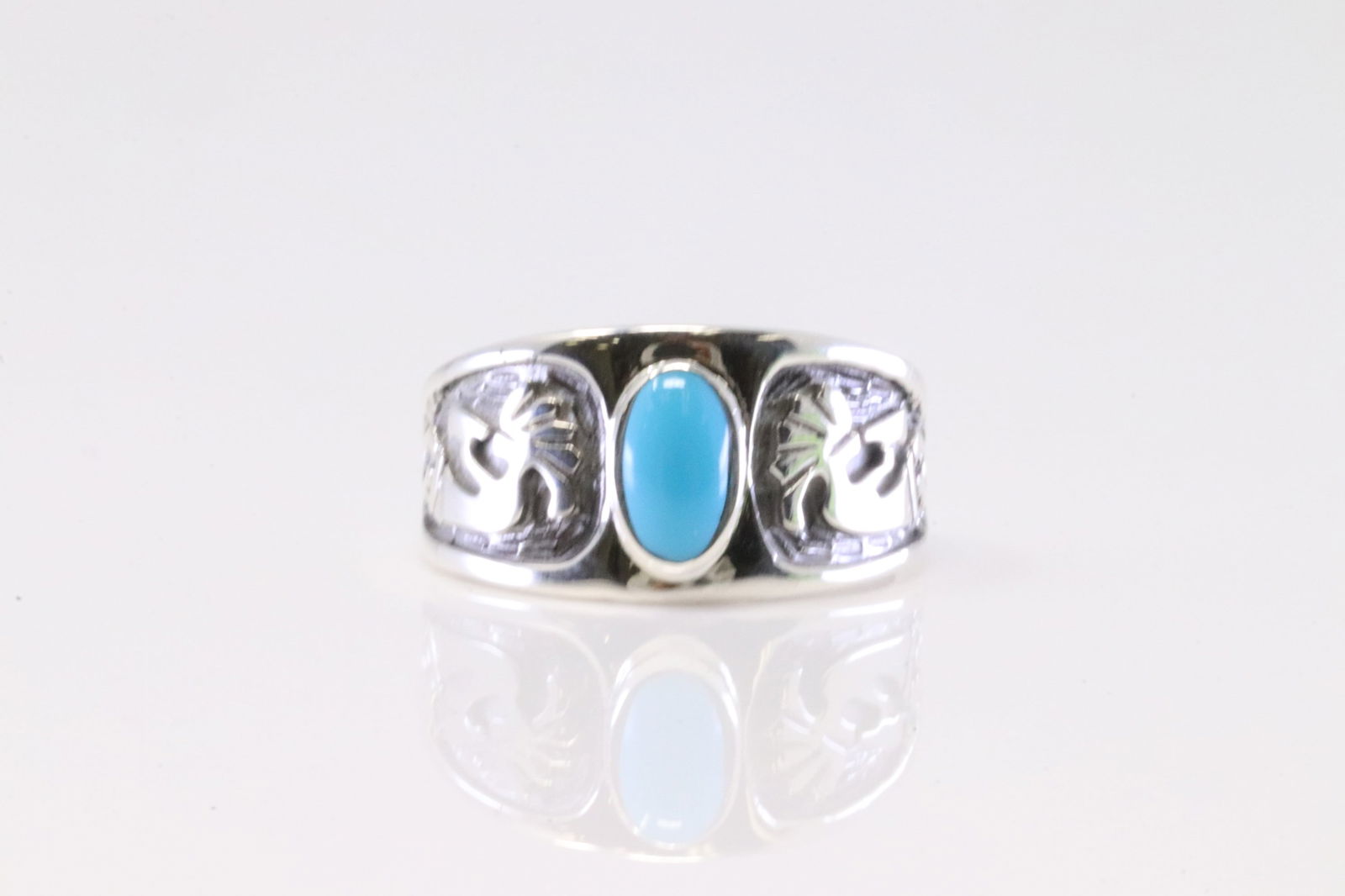 Native America Navajo Sterling Silver Turquoise Kokopelli Ring Julius Burbank. (1 of 4)