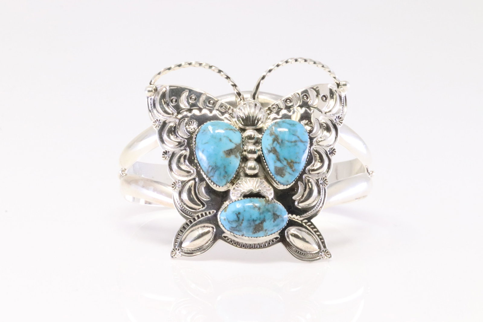 Native America Navajo Sterling Silver Turquoise Butterfly Bracelet Cuff By Emerson Delgarito. (1 of 4)