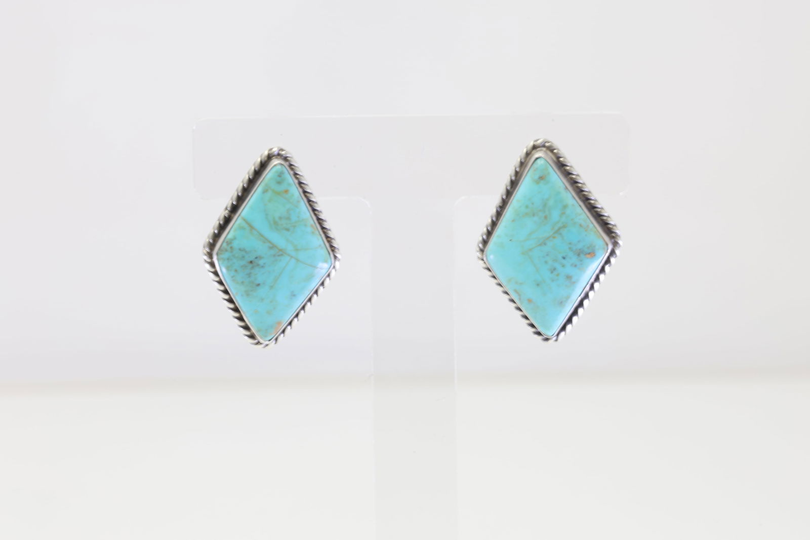 Native America Navajo Sterling Silver Tyrone Turquoise Post Earring's By Judith Dixon. (1 of 4)