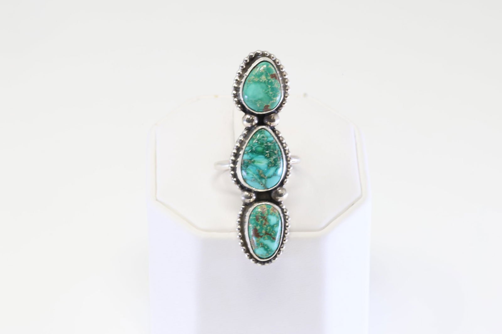 Native America Navajo Sterling Silver Sonora Gold Turquoise Ring By S. (1 of 4)