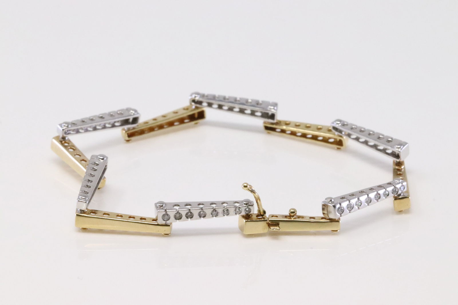14Kt Two Tone Diamond Bracelet. (1 of 5)