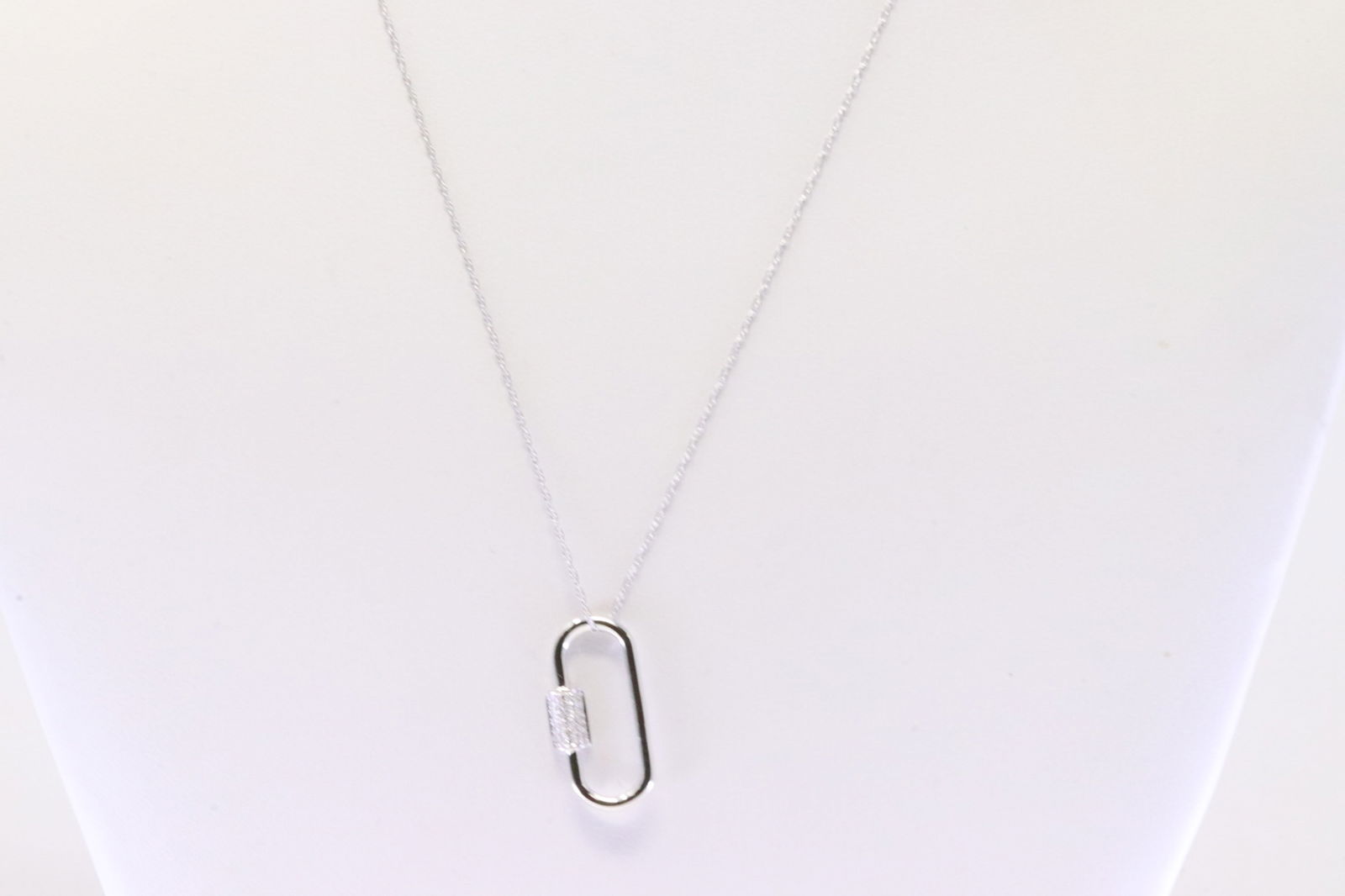 Diamond Paper Clip Pendant / Necklace 10Kt. (1 of 4)