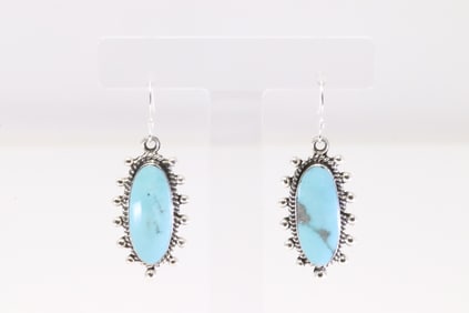 Native America Navajo Sterling Silver Turquoise Dangling Earring's By Rosemary Saunders.