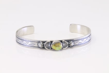 Native America Navajo Sterling Silver Palomino Bracelet Cuff By Francis.