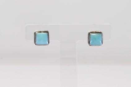 Native America Navajo Sterling Silver Turquoise Post Earring's By Shaun Clark.