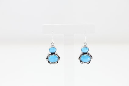 Native America Navajo Sterling Silver Turquoise Dangling Earring's By Sheena Jack.