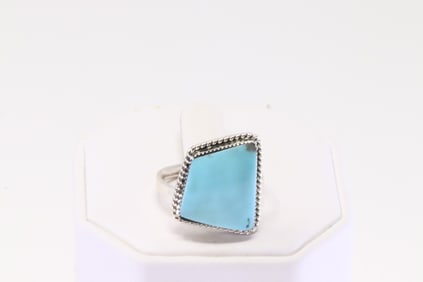 Native America Navajo Sterling Silver Turquoise Ring By Sheena Jake.