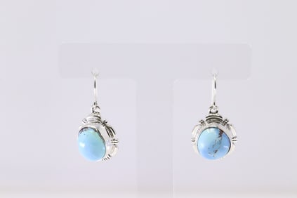Native America Navajo Sterling Silver Golden Hills Turquoise Dangling Earring's By A.