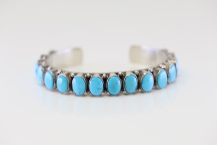 Native America Navajo Sterling Silver Turquoise Bracelet By P.Johnson.