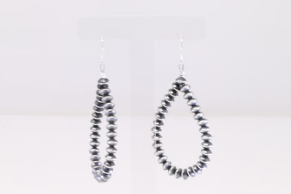 Native America Navajo Sterling Silver Pearl Beaded Dangling Earring's By Louise Joe.