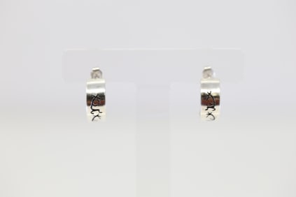 Native America Navajo Sterling Silver Hoop Earring's By Peggy Skeets.