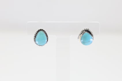 Native America Navajo Sterling Silver Turquoise Post Earring's By Ryntanna Yazzie.