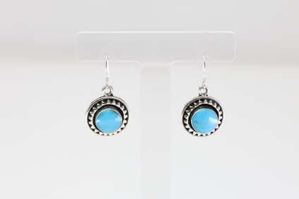 Native America Navajo Sterling Silver Turquoise Dangling Earring's By Verley Betone.