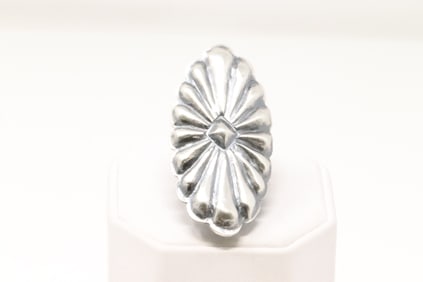 Native America Navajo Sterling Silver Stamped Ring By Johnny Betsoi.