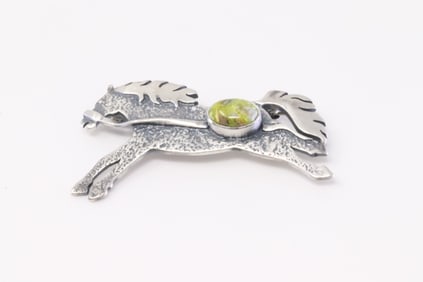 Native America Navajo Sterling Silver Palomino Horse Pin By E.K.