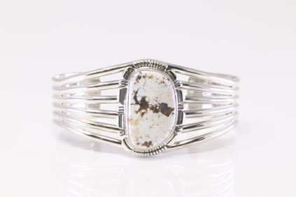 Native America Navajo Sterling Silver Dry Creek Bracelet Cuff By L.M.Y.