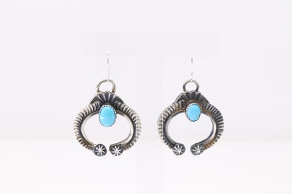 Native America Navajo Sterling Silver Turquoise Naja Dangling Earring's By Eva & Lambert Billah.