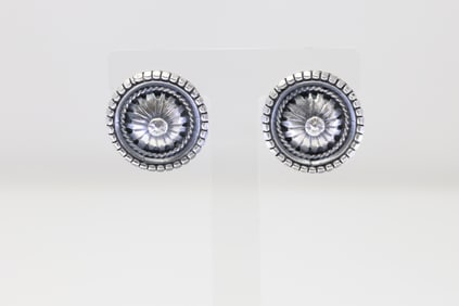 Native America Navajo Sterling Silver Design Post Earring's By Louise Joe.