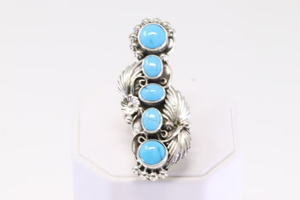 Native America Navajo Sterling Silver Turquoise Ring By Gilbert Smith.