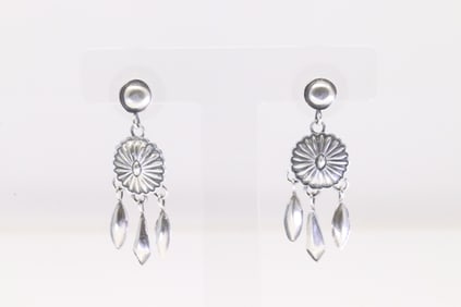 Native America Navajo Sterling Silver Post / Dangling Earring's By Terry Charlie.