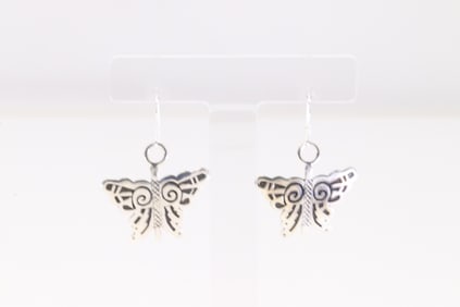 Native America Navajo Sterling Silver Butterfly Dangling Earring's By Sonny Gene.