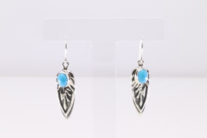 Native America Navajo Sterling Silver Turquoise Dangling Earring's By E.K.
