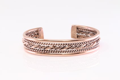 Native America Navajo Copper Bracelet Cuff By Elaine Tahe.