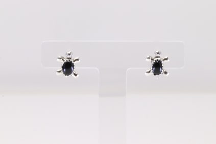 Native American Navajo Sterling Silver Black Onyx Turtle Post Earring's.