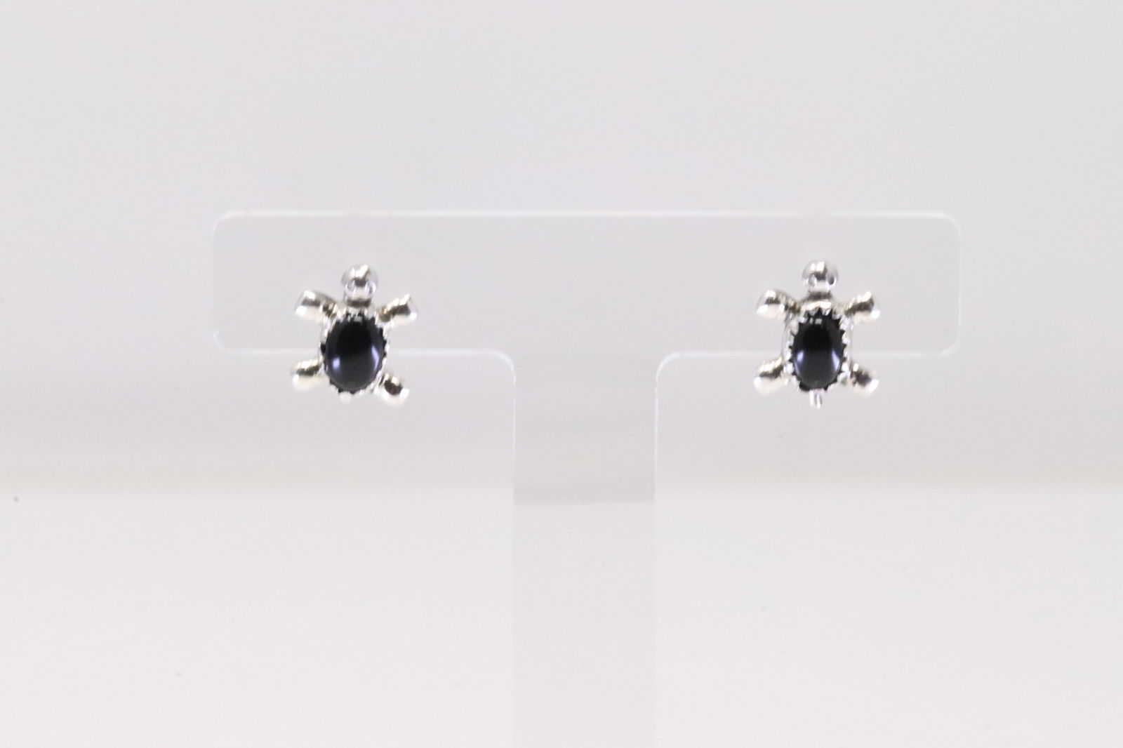 Native American Navajo Sterling Silver Black Onyx Turtle Post Earring's. (1 of 4)