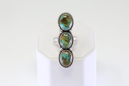 Native American Navajo Sterling Silver Turquoise Ring By A.M.