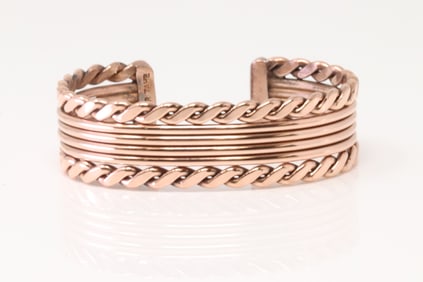 Native America Navajo Copper Bracelet Cuff By Elaine Tahe.