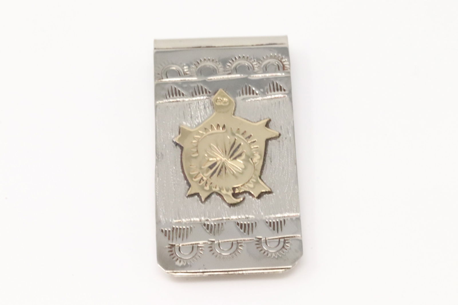 Native America Navajo Sterling Silver Turtle Cuff Money Clip. (1 of 3)