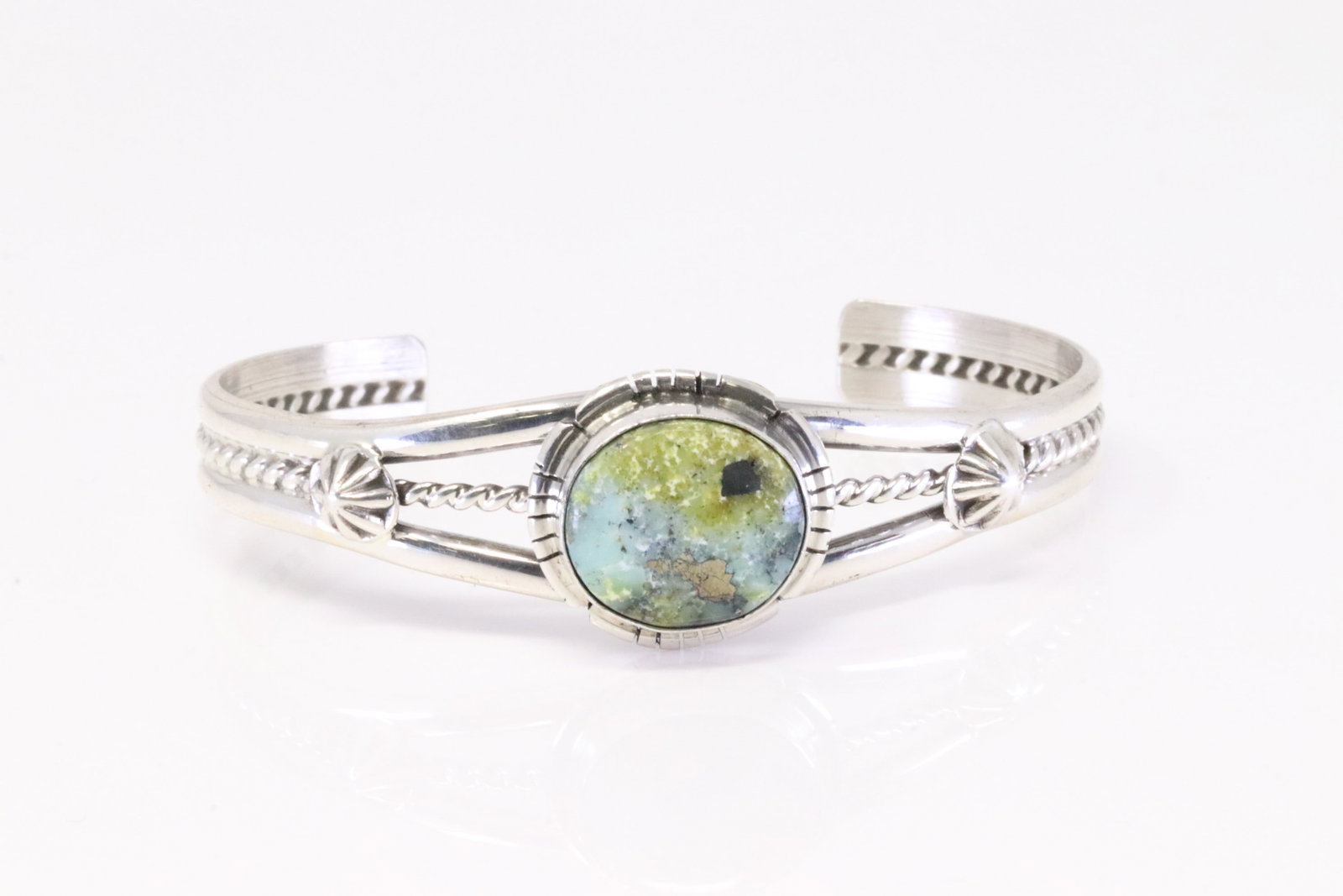 Native America Navajo Sterling Silver Turquoise Bracelet Cuff By S.E. (1 of 4)