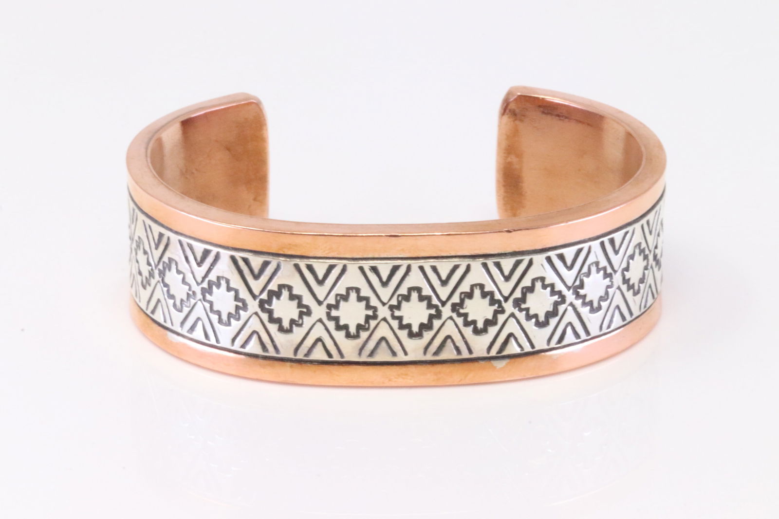 Native America Navajo Sterling Silver Copper Bracelet Cuff By Wylie Secatero. (1 of 4)