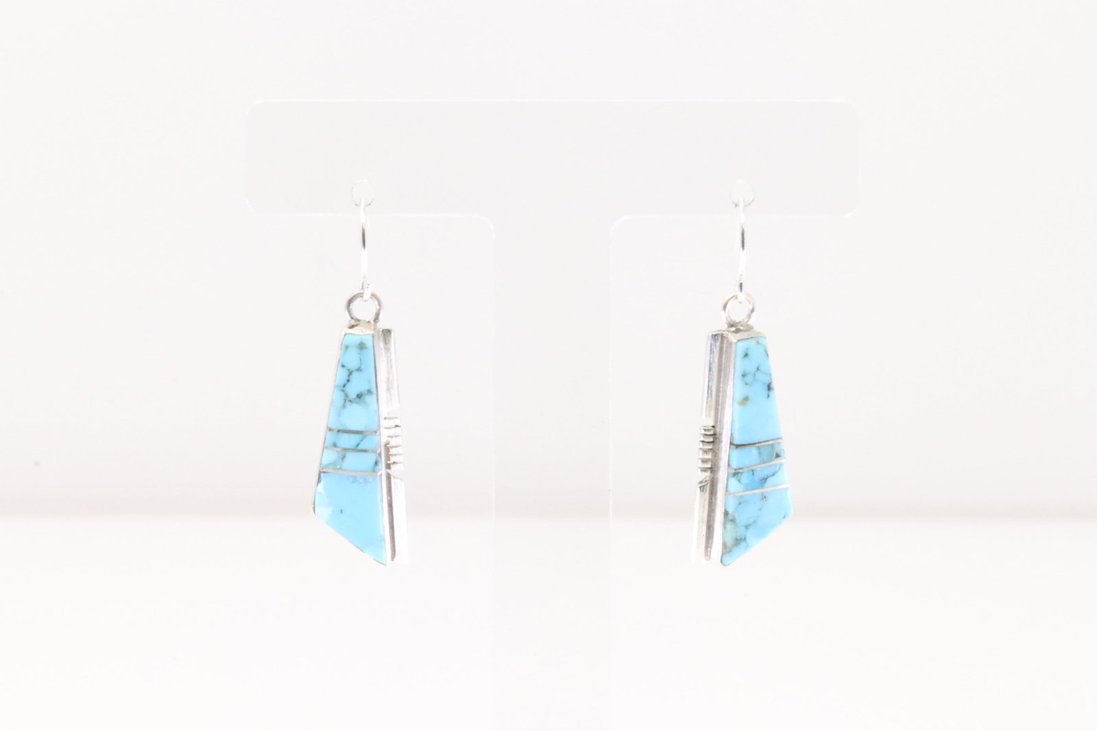 Native America Navajo Sterling Silver Kingman Turquoise Dangling Earring's By Steve Francisco.: This is a Native America Navajo Sterling Silver Kingman Turquoise Dangling Earring's By Steve Francisco.
