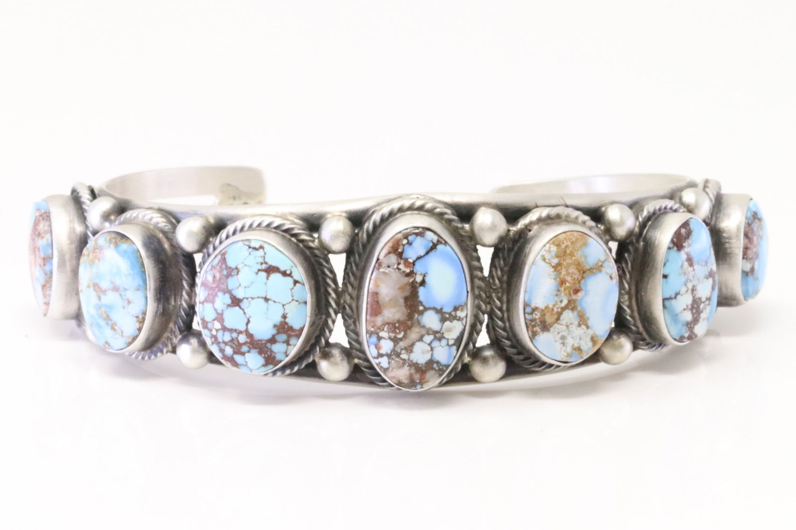 Native American Navajo Sterling Silver Golden Hill Turquoise Bracelet By Paul Livingston. (1 of 4)