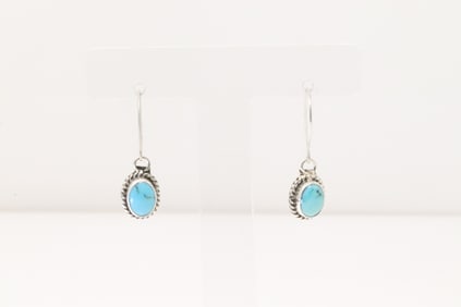 Native America Navajo Sterling Silver Turquoise Dangling Earring's By Rosemary Saunders.