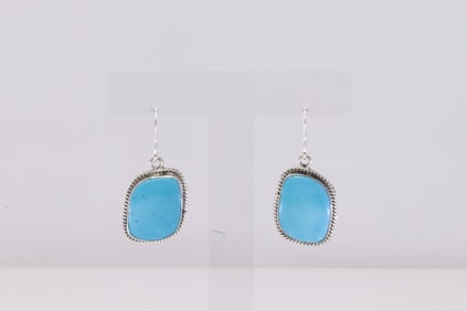 Native America Navajo Sterling Silver Turquoise Dangling's Earring's By Sharon McCarthy.