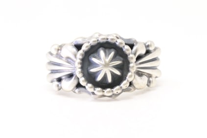 Native America Navajo Sterling Silver Stamped Star Ring By Genevieve Francisco.