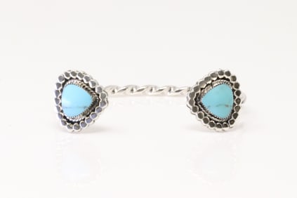 Native America Navajo Sterling Silver Turquoise Bracelet Cuff By Irvin Tsosie.