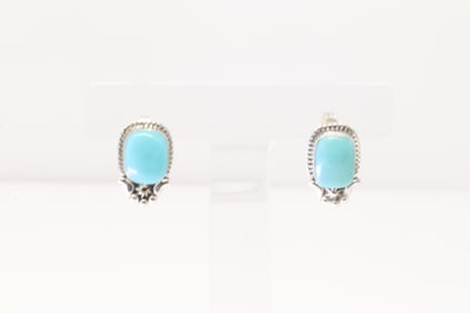 Native America Navajo Sterling Silver Turquoise Post Earring's By Etta Larry.