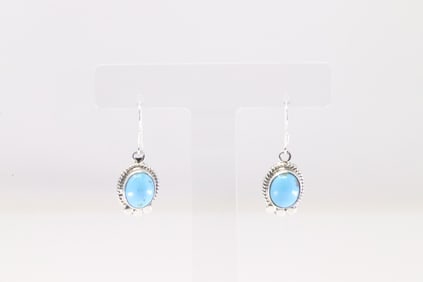 Native America Navajo Sterling Silver Turquoise Dangling Earring's By Sharon McCarthy.