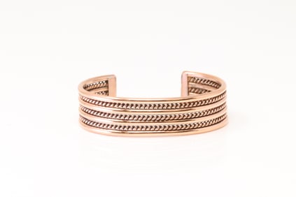 Native America Navajo Copper Bracelet Cuff By Elaine Tahe.